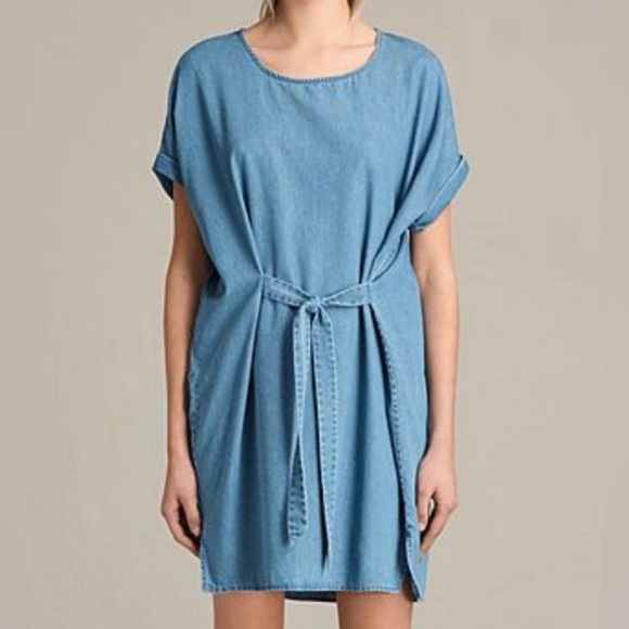 All Saints Denim Tie-Waist Dress - Picture 2 of 9